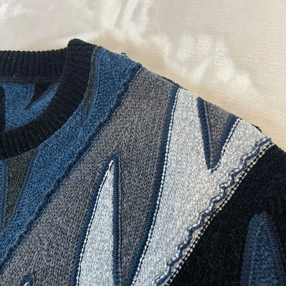 VTG Tundra Canada Sweater Mens XL 3D Knit Abstract Cosby Biggie 90s Grandpa Y2K - Picture 4 of 12